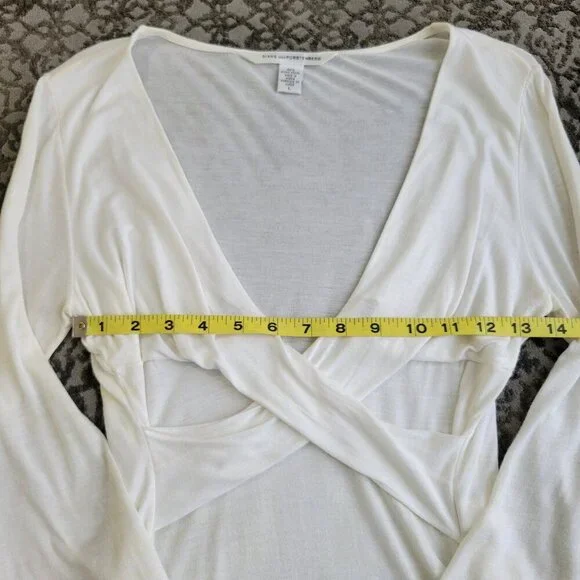Diane Von Furstenberg Long Sleeve White Top Size L - Picture 5 of 7